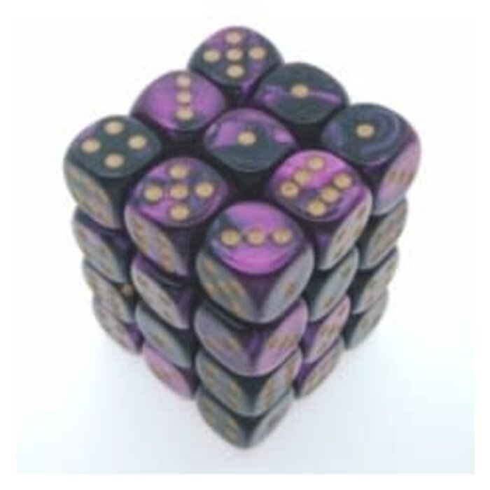 Chessex 36d6 Dice Block (12mm): Gemini Gold Pipped (Assorted Colours)