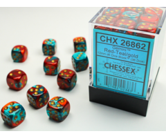 Chessex 36d6 Dice Block (12mm): Gemini Gold Pipped (Assorted Colours)