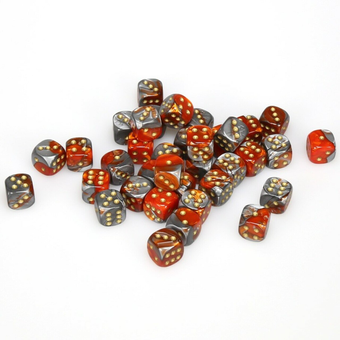 Chessex 36d6 Dice Block (12mm): Gemini Gold Pipped (Assorted Colours)