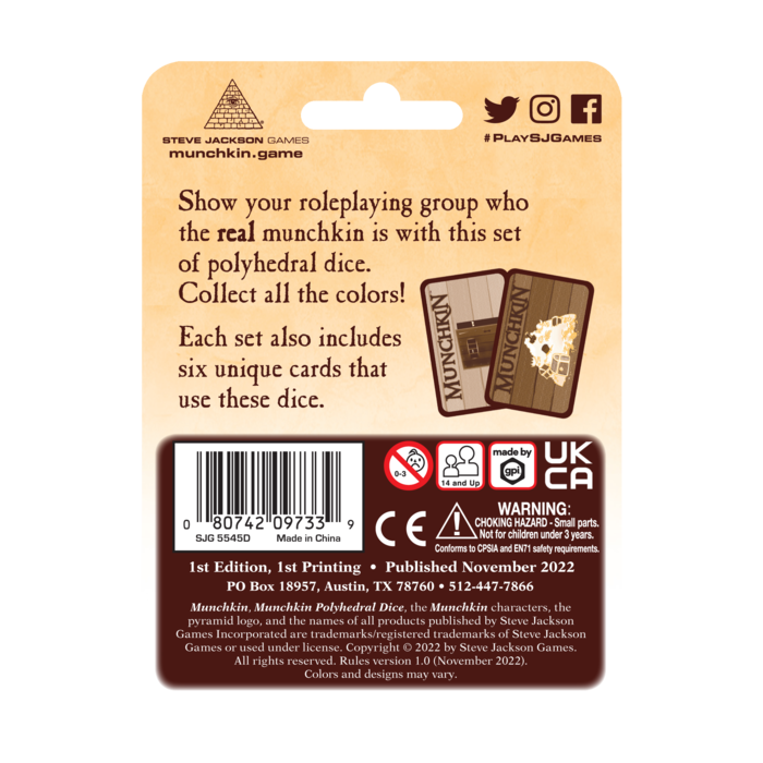 Steve Jackson Games Munchkin: Tan/Brown Dice Set