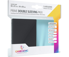 GameGenic Sleeves - 66x91mm/64x89mm GameGenic Prime (Black/Clear) Double Sleeving - 2x80/pk (Standard CCG)