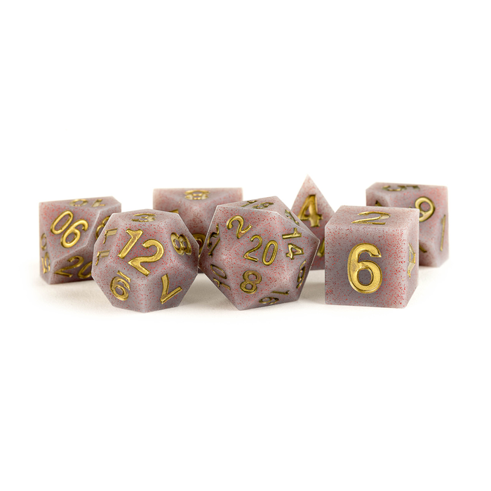 Metallic Dice Games 7-Piece RPG Sharp Edge Silicone Rubber Dice Set