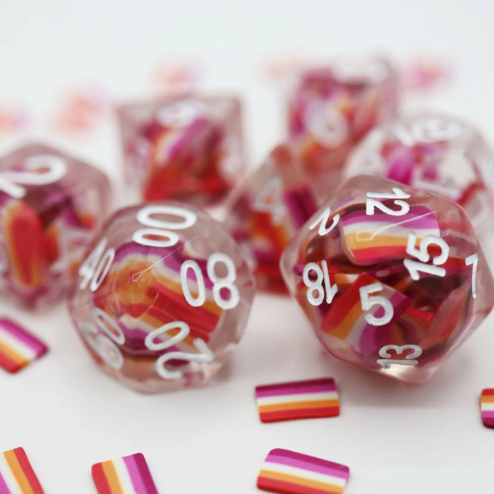 Foam Brain Games 7-Piece Resin RPG Dice Set: Pride Flag