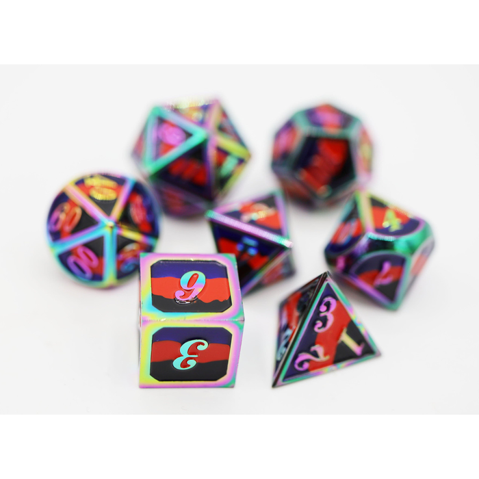 Foam Brain Games 7-Piece Metal RPG Dice Set: Pride Collection
