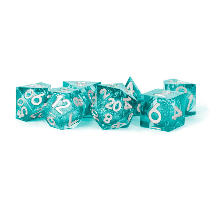 Metallic Dice Games 7-Piece RPG Dice Set: Liquid Core