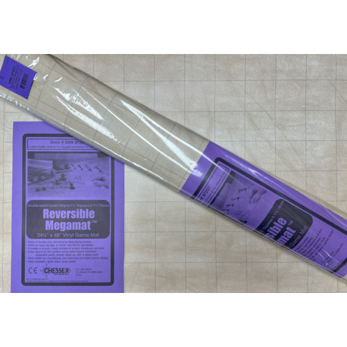 Chessex Playmat - Reversible Megamat w/ 1.5" Squares/Hexes - 34.5" x 48"