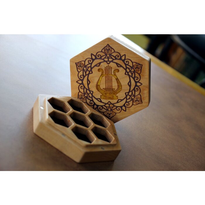 Folk Wood Wooden Dice Vault - Hex
