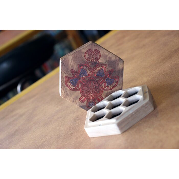 Folk Wood Wooden Dice Vault - Hex