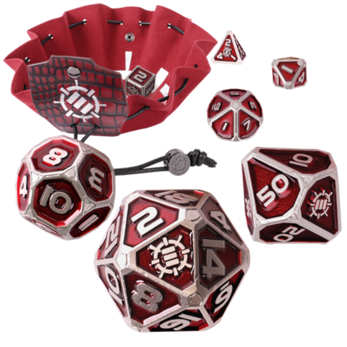 Enhance Gaming 7-Piece RPG Metal Dice Set: AP Enhance Collector's Edition w/ 2-in-1 Dice Tray and Dice Bag