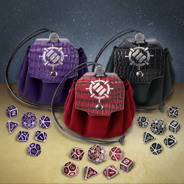 Enhance Gaming 7-Piece RPG Metal Dice Set: AP Enhance Collector's Edition w/ 2-in-1 Dice Tray and Dice Bag