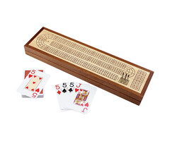 Mind Matters Toys Wooden Cribbage Set w/ Piatnik Playing Cards