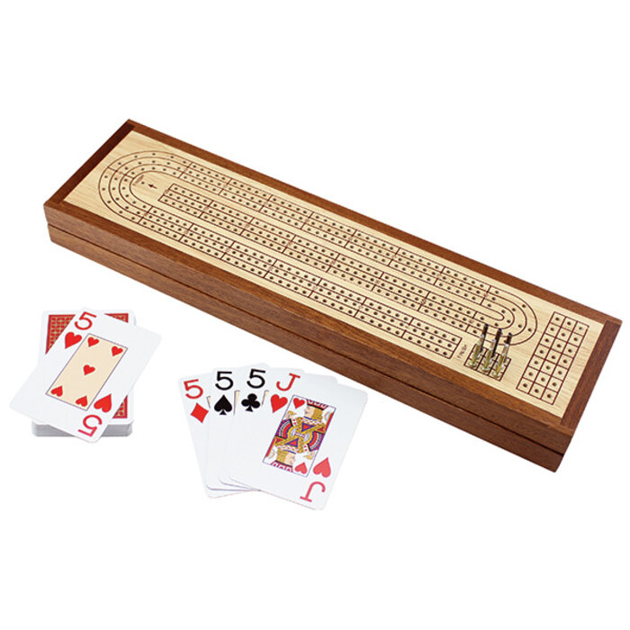 Mind Matters Toys Wooden Cribbage Set w/ Piatnik Playing Cards