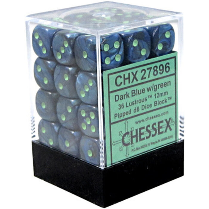 Chessex 36d6 Dice Block (12mm): Lustrous (Assorted Colours)