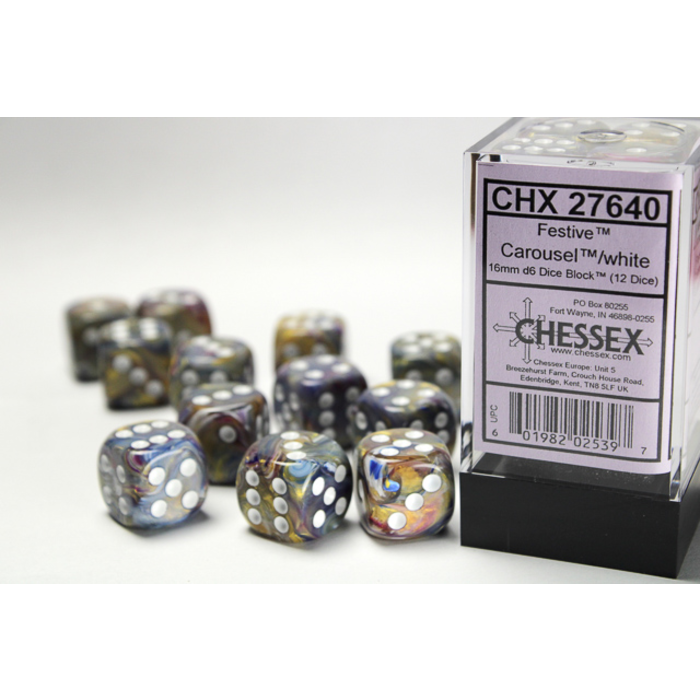 Chessex 12d6 Dice Block (16mm): Festive (Assorted Colours)