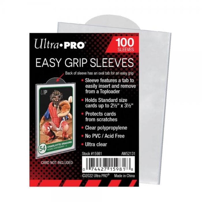 Ultra Pro Sleeves - 2 1/2" x 3 1/2" - Ultra Pro Easy Grip - 100/pk (Standard CCG)