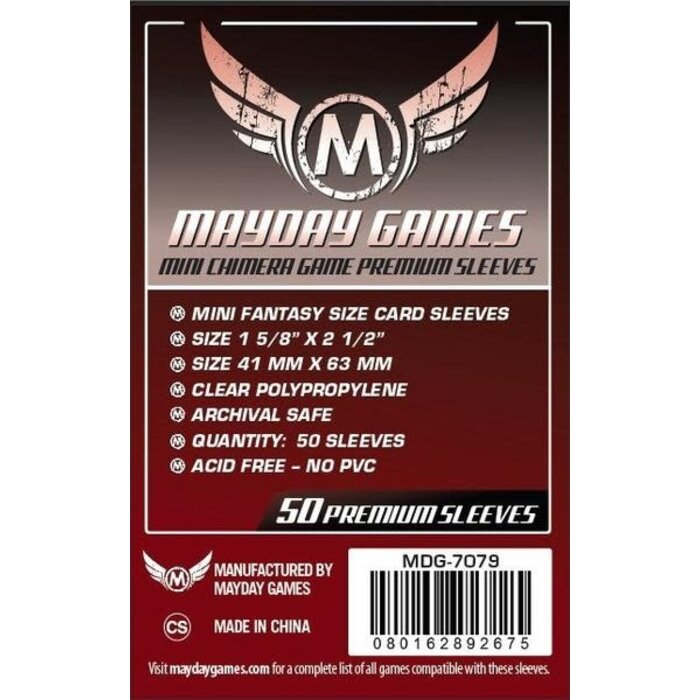 Mayday Games Sleeves - 43x65mm Mayday - 50/pk (Mini Chimera)