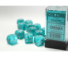 Chessex 12d6 Dice Block (16mm): Cirrus (Assorted Colours) Aqua w/ Silver