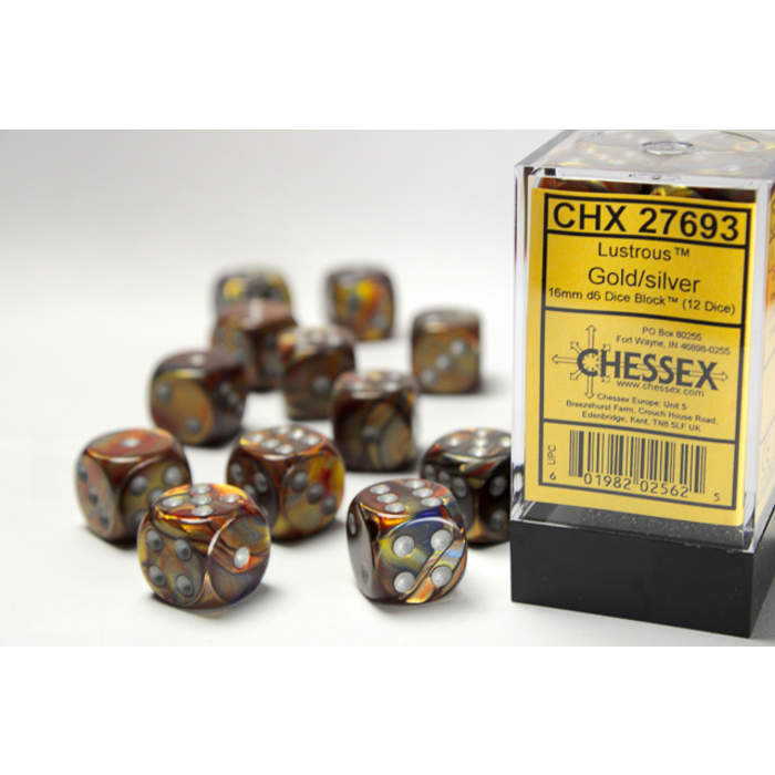 Chessex 12d6 Dice Block (16mm): Lustrous (Assorted Colours)