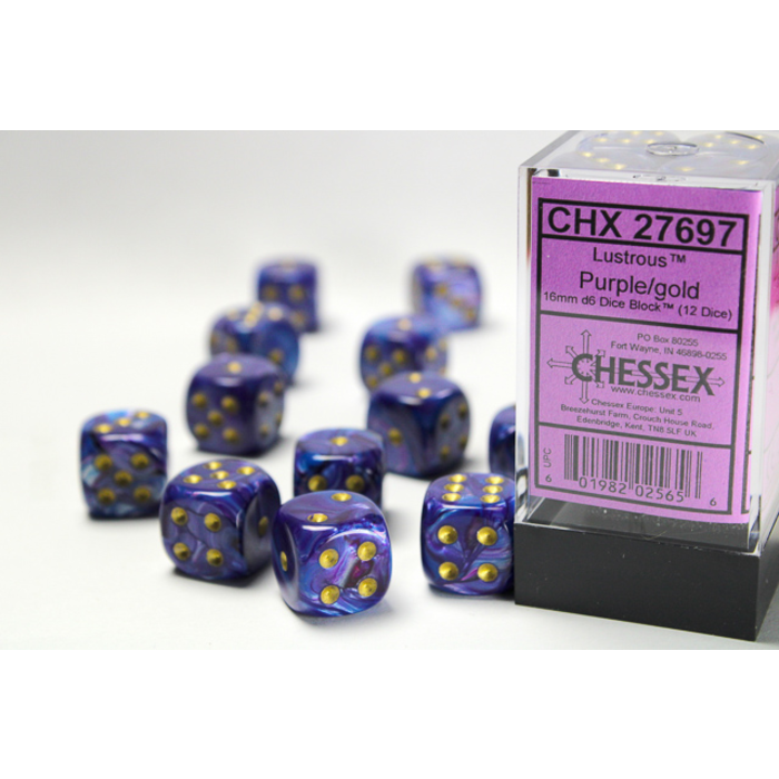 Chessex 12d6 Dice Block (16mm): Lustrous (Assorted Colours)