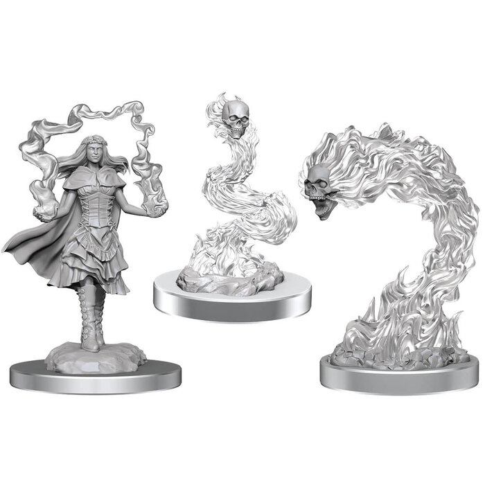 Wizkids/NECA LLC Nolzur's Marvelous Miniatures: Dark Spellcaster & Flameskulls