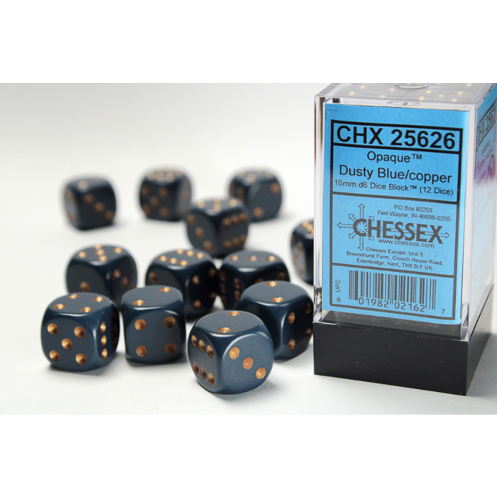 Chessex 12d6 Dice Block (16mm): Opaque (Assorted Colours)
