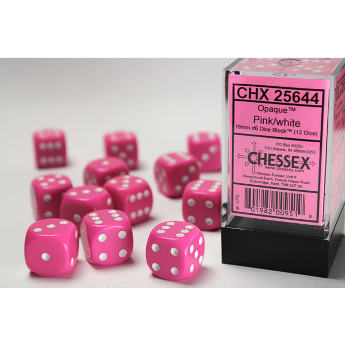 Chessex 12d6 Dice Block (16mm): Opaque (Assorted Colours)