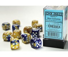 Chessex 12d6 Dice Block (16mm): Gemini White Pipped (Assorted Colours)