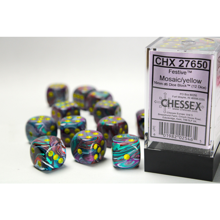 Chessex 12d6 Dice Block (16mm): Festive (Assorted Colours)