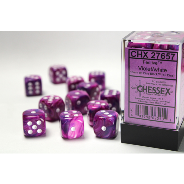 Chessex 12d6 Dice Block (16mm): Festive (Assorted Colours)