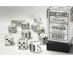 Chessex 12d6 Dice Block (16mm): Opaque White Pipped (Assorted Colours)