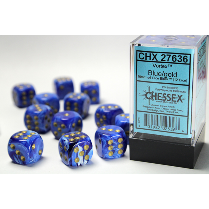 Chessex 12d6 Dice Block (16mm): Vortex (Assorted Colours)