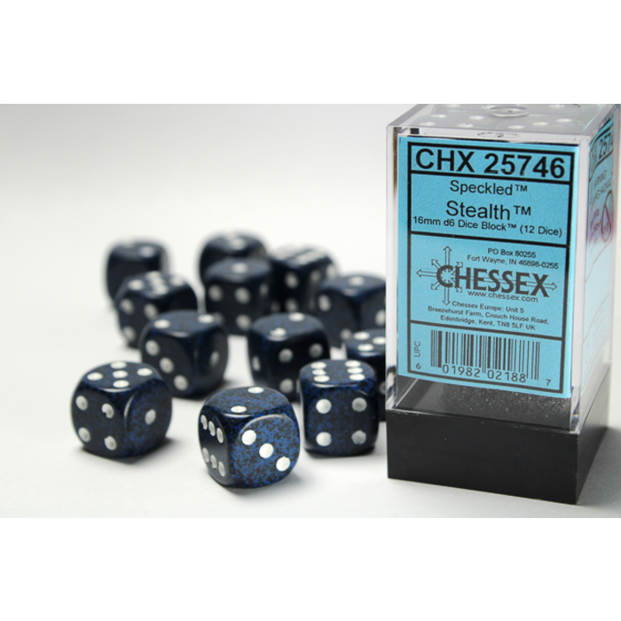 Chessex 12d6 Dice Block (16mm): Speckled Elemental (Assorted Colours)