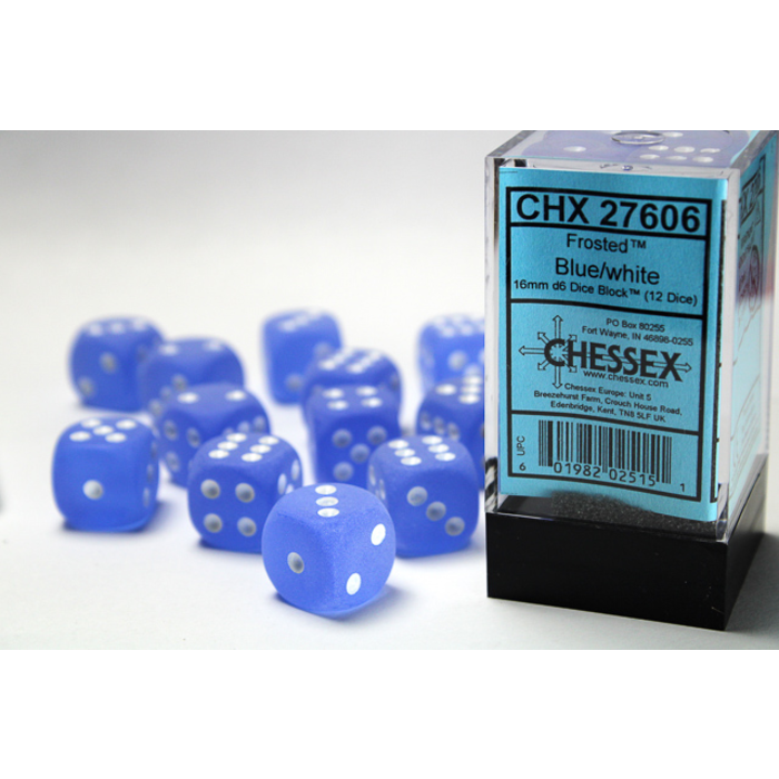Chessex 12d6 Dice Block (16mm): Frosted (Assorted Colours)