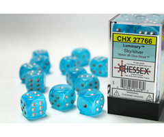 Chessex 12d6 Dice Block (16mm): Luminary (Assorted Colours) Sky w/ Silver