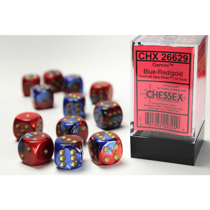 Chessex 12d6 Dice Block (16mm): Gemini (Assorted Colours)