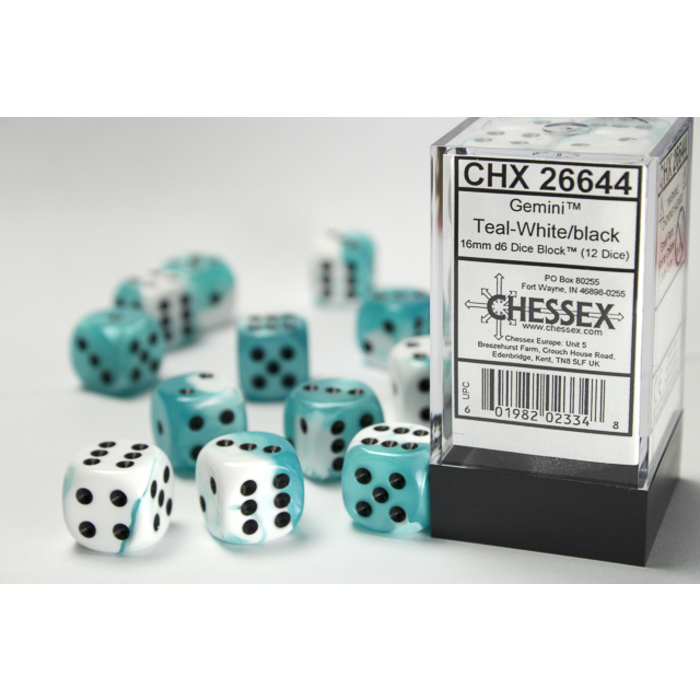 Chessex 12d6 Dice Block (16mm): Gemini (Assorted Colours)