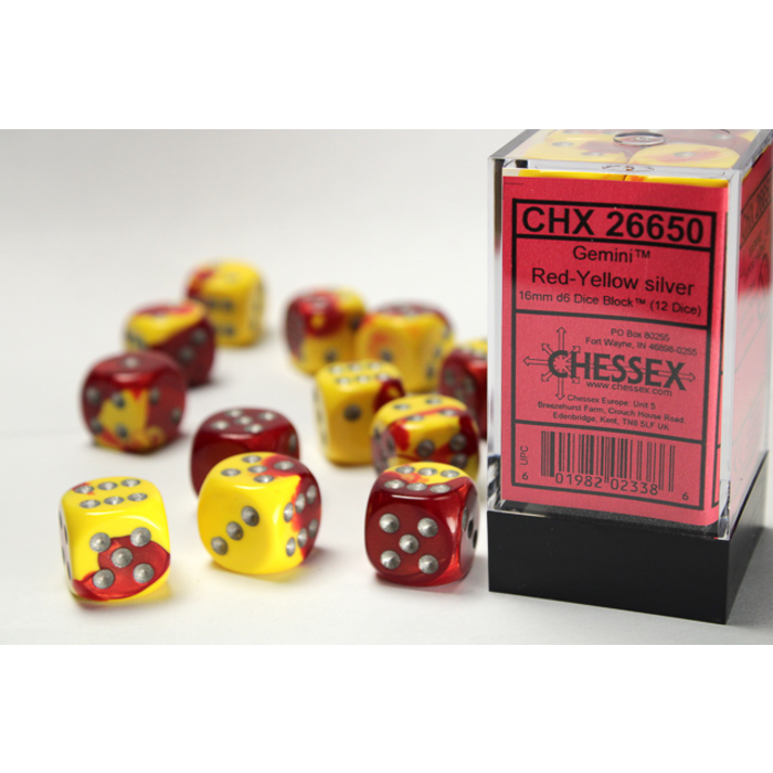Chessex 12d6 Dice Block (16mm): Gemini (Assorted Colours)