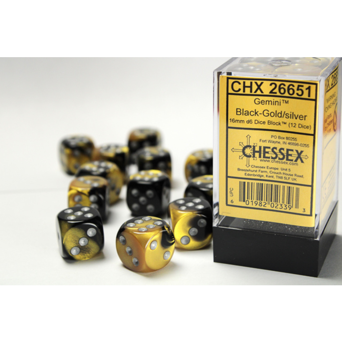 Chessex 12d6 Dice Block (16mm): Gemini (Assorted Colours)