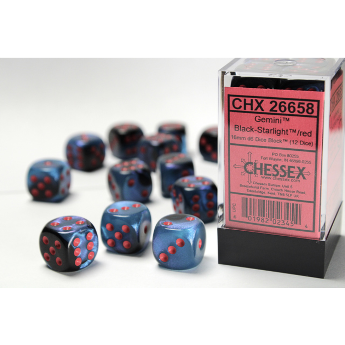 Chessex 12d6 Dice Block (16mm): Gemini (Assorted Colours)