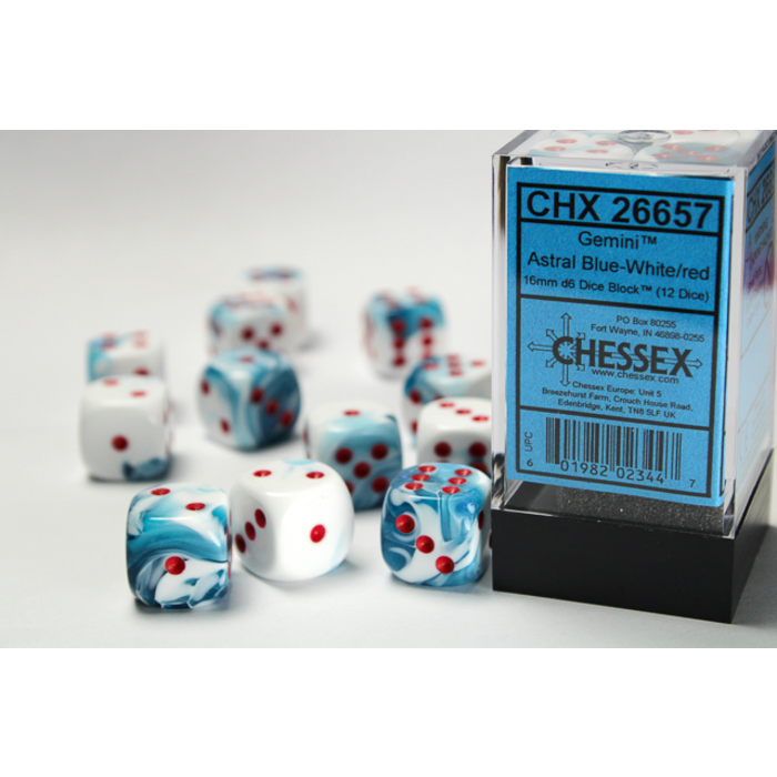 Chessex 12d6 Dice Block (16mm): Gemini (Assorted Colours)