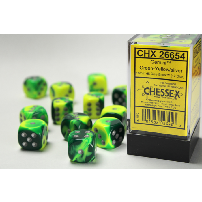 Chessex 12d6 Dice Block (16mm): Gemini (Assorted Colours)