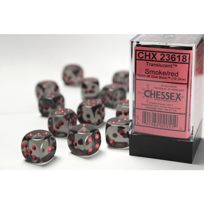 Chessex 12d6 Dice Block (16mm): Translucent (Assorted Colours)