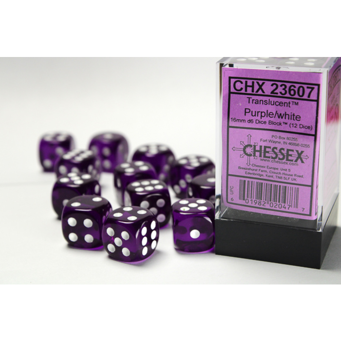 Chessex 12d6 Dice Block (16mm): Translucent (Assorted Colours)