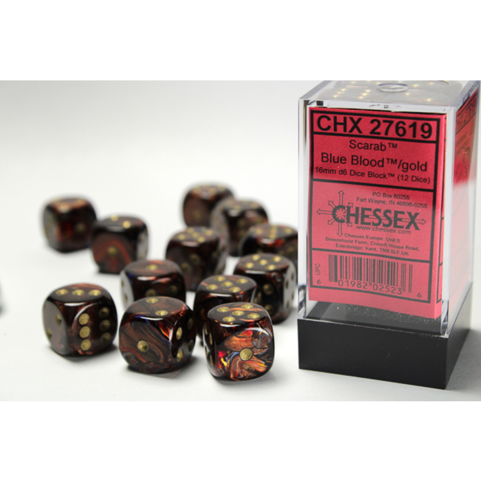 Chessex 12d6 Dice Block (16mm): Scarab (Assorted Colours)