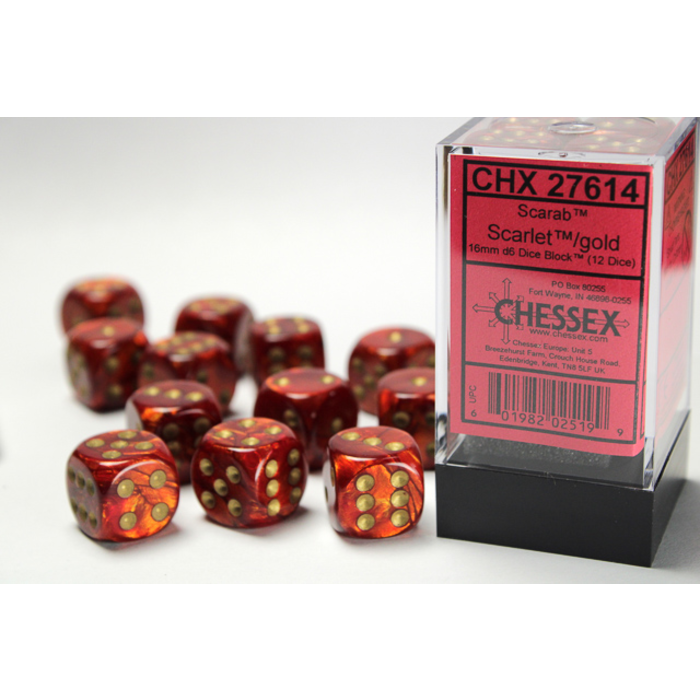 Chessex 12d6 Dice Block (16mm): Scarab (Assorted Colours)
