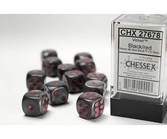 Chessex 12d6 Dice Block (16mm): Velvet (Assorted Colours) Black w/ Red