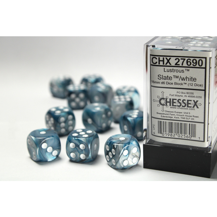 Chessex 12d6 Dice Block (16mm): Lustrous (Assorted Colours)