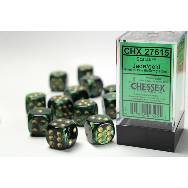 Chessex 12d6 Dice Block (16mm): Scarab (Assorted Colours)