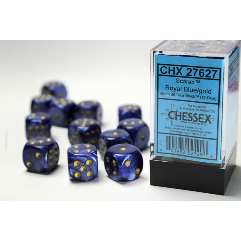 Chessex 12d6 Dice Block (16mm): Scarab (Assorted Colours)