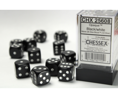 Chessex 12d6 Dice Block (16mm): Opaque White Pipped (Assorted Colours)
